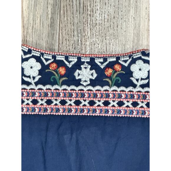 JOHNNY WAS Workshop Juliene Drape Top Voile TUNIC Navy Blue BOHO SM $205 NWT - Picture 7 of 12